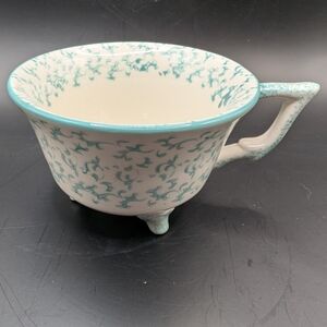 Ollie N Olivia Footed Coffee Mug Teal & White